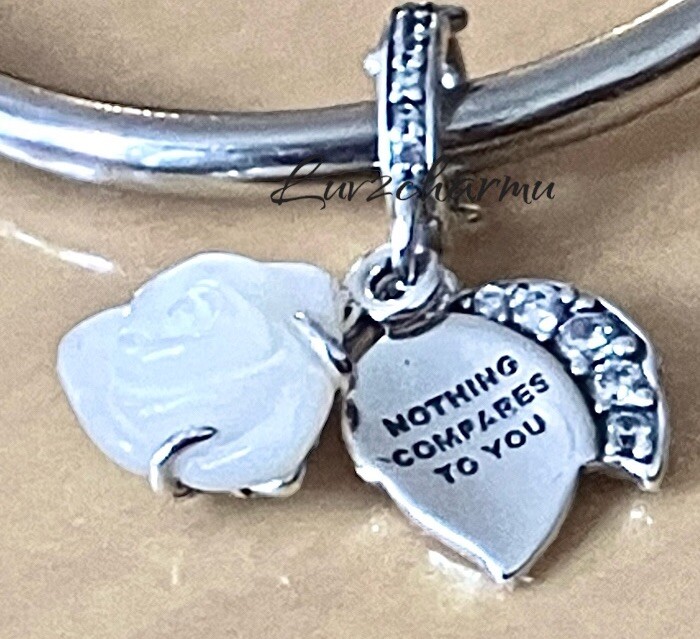 Authentic PANDORA White Rose Double Dangle Charm 793200C01 | eBay