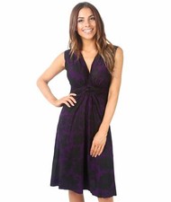 Womens Ladies Retro Dress Mini Stretch Drape Ruched Twist Knot Shift Print