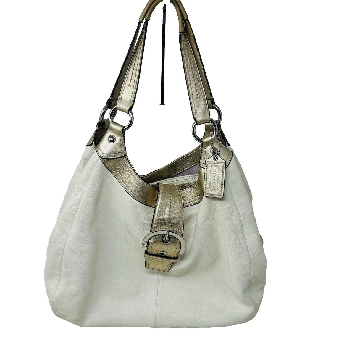 ✨良品✨【COACH】SOHO ソーホー　ハンドバッグ　ホワイト　オールレザー Coach Soho Shoulder Bag Handbag Regenerative Leather Outlet