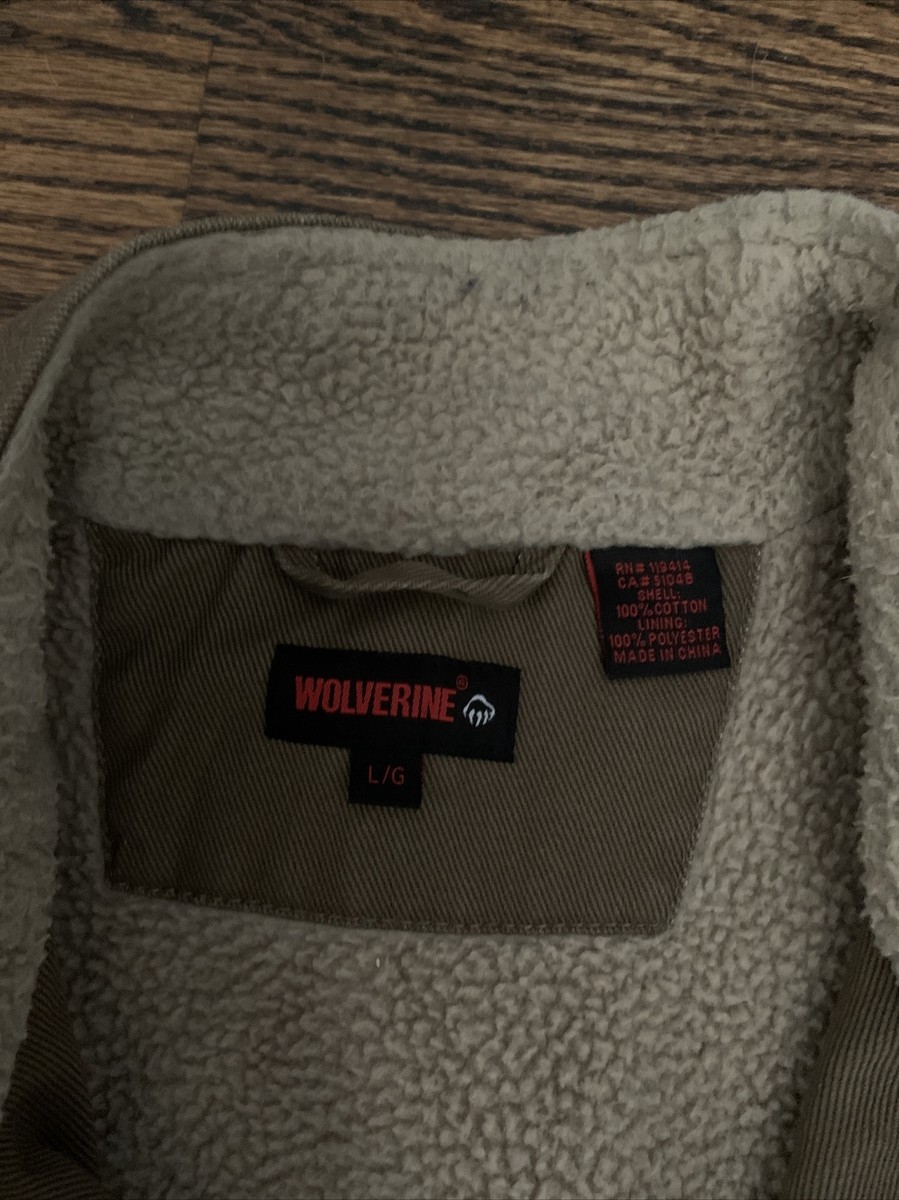 Wolverine Vest Mens Large L Brown Sherpa Lined Full Zip Work Wear