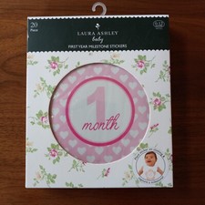 Laura Ashley 20 Baby First Year Milestone Stickers 5.5" diameter Pink Purple NEW