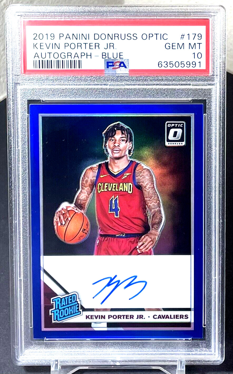 ( PSA 10 ) Kevin Porter Jr. 2019-20 Donruss Optic RC #179 Rookie Auto Blue /49