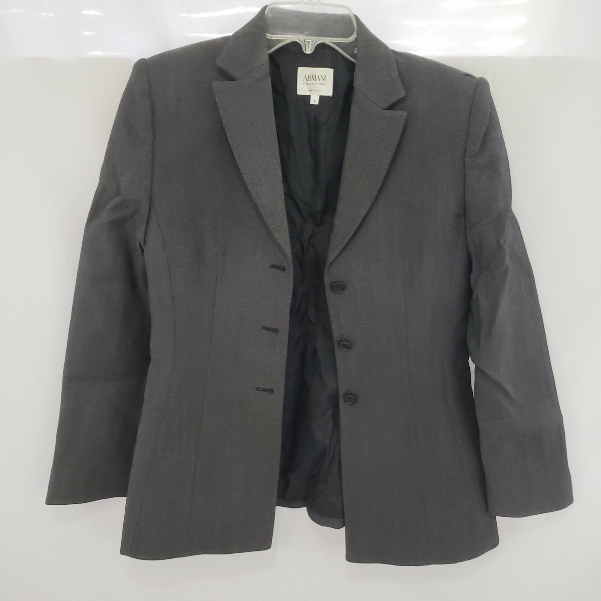Armani Collezioni Blazer Sz 4 Women's Gray Silk Wool Blend