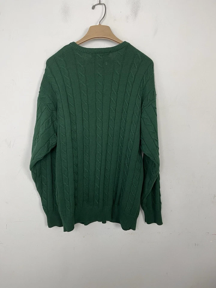 Pringle of Scotland Mens Sweater XL Green Cable Knit Fisherman Dad Hand Framed - Image 3 of 4