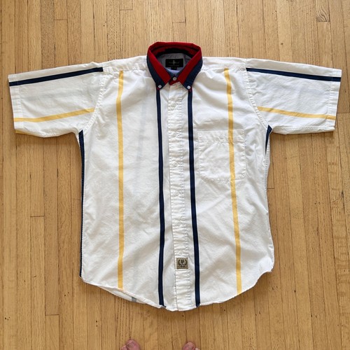 Vintage 90s Hunt Club Men Shirt Sz Small Multicolor Stripe Button Short Sleeve - Picture 1 of 10