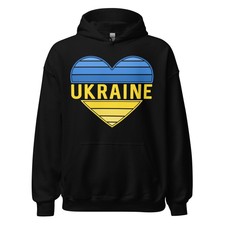 I Love Ukraine Unisex Hoodie, Heart In Ukrainian Flag Colors, Ukrainian American