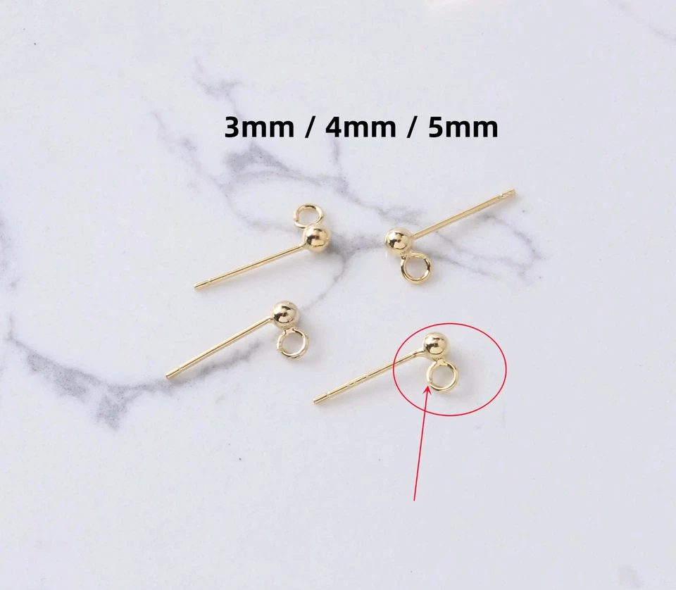 Pendiente de bola redondo tono oro/plata 10 un., pendiente de bola, poste de pendiente redondo Foto 2 de 4