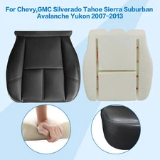 For 2007-14 Chevy Silverado Driver Bottom Leather Seat Cover+Foam Cushion Black