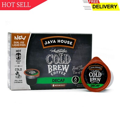 JAVA HOUSE Authentic Cold Brew Coffee, DECAF, K-Cup Coffee Pods, Medium Roast...
