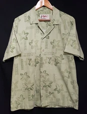 Vtg Local Motion Orig Aloha Shirt Honolulu Hawaii Made In USA - Green Floral - M