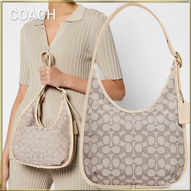 NWT COACH Ergo Shoulder Bag In Signature Jacquard C2588 BRASS/STONE IVORY