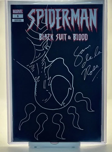💎Rare 1 Of 1💎 Spider-Man #1 BLK Suit & Blood Signed Sketched By Sam De La Rosa
