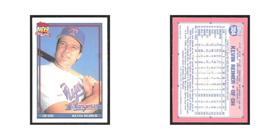 1991 O-Pee-Chee Kevin Reimer Rangers #304 - Image 3 of 3