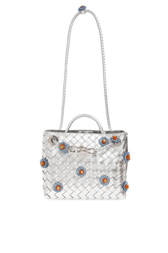 BOTTEGA VENETA Andiamo Small Silver Top Handle Bag New & Authentic