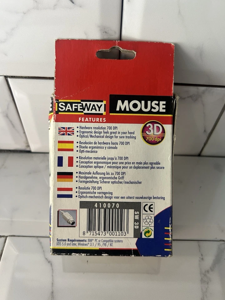 Safeway Mouse White Wired PS/2 3-Button Scroll Wheel - Image 3 of 4