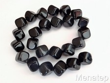 25 8 mm Czech Glass Diagonal Hole Cube Beads: Jet