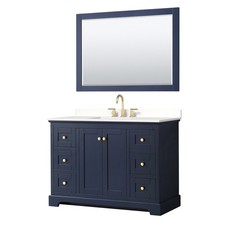 Wyndham Collection WCV232348S-QTZ-US3M46 Avery 48" - Dark Blue / White Quartz