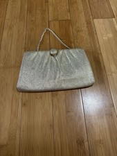 Vintage Gold Evening Clutch Bag With Chain Handle