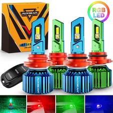 Auxbeam 9005 9006 Combo Rgb Led Headlight High Low Beam Remote Control 25000lm