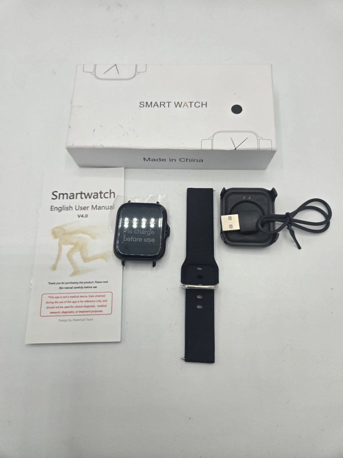 TB39 Android & iOS Smartwatch Black Strap Unisex Bluetooth 45mm Touchscreen