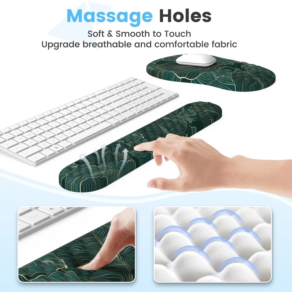 Ergonomic Mouse Pad with Wrist Rest and Keyboard Wrist Rest, 3 PCS Computer C... - Image 3 of 4