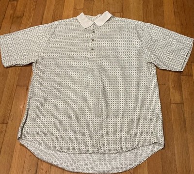 Greg Norman Collection Men s Short Sleeve Polo Golf Shirt %Cotton Geometric Sz L