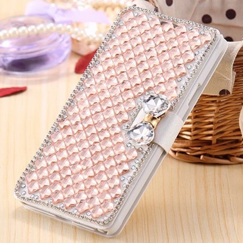 Women PU Leather Bling Glitter Bow Rhinestone Card Wallet Phone Pouch Case Cover - 第 21/21 張圖片