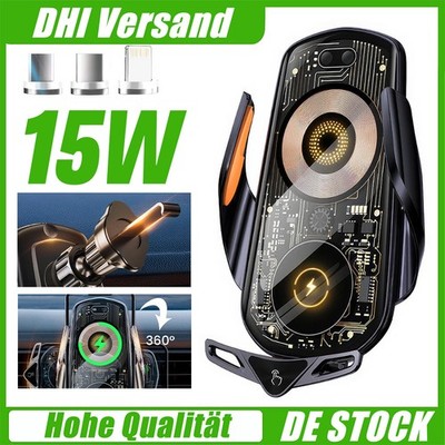 15W Auto Qi Ladegerät KFZ Handy Halterung Induktions Clamping Wireless Charger