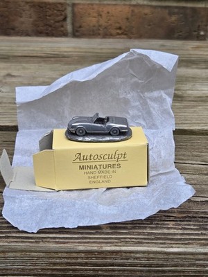 Vintage Autosculpt Pewter Triumph Spitfire 1500 Top Down Sports Car & Base Box