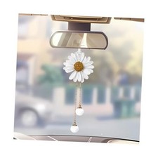 Car Hanging Accessories, Daisy Flower Vehicle Rear View Mirror Pendant White