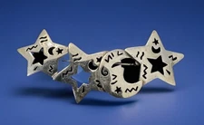 BOMA Signed Sterling Silver 925 Stars And Moon Celestial Brooch Pin