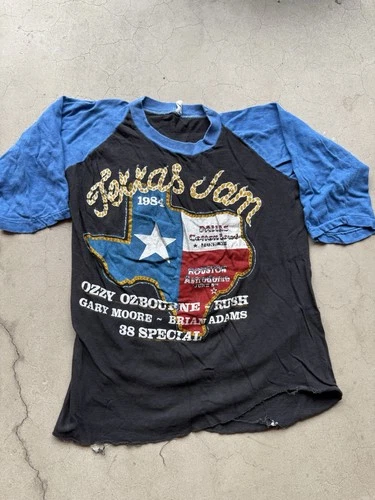 Texas Jam Concert Band Baseball Shirt Ozzy Osbo 1980s vintage concert t-shirt, vintage, single stitch, B+ condition