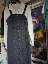 Denim Maxi dress With Complementing White Blouse