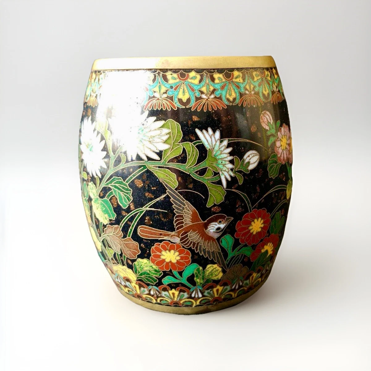 黑色古董原始景泰蓝日本古董花瓶| eBay
