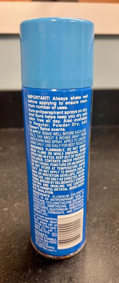 Antitranspirante y desodorante Sure 1988 vintage sin perfume lata de 6 OZ nuevo stock antiguo Foto 2 de 4