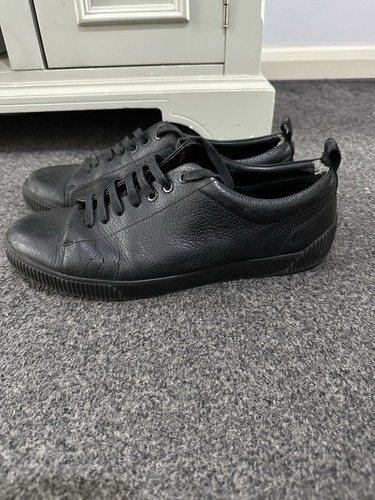 Hugo Boss Trainers Mens Size UK 9 Zero Tenn Black Leather Casuals Dress Shoes - Picture 4 of 11