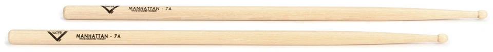 Vater American Hickory Drumsticks - Manhattan 7A - Wood Tip (5-pack) Bundle