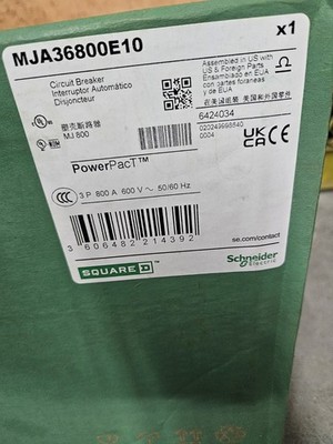  Square D MJA36800E10 3 Pole 800 Amp 600 Volt 65kA I-line Circuit Breaker