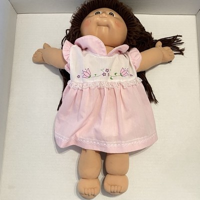 Vintage 1978-1982 CABBAGE PATCH KIDS Doll Brown Hair/Eyes Dress, Diaper Cover