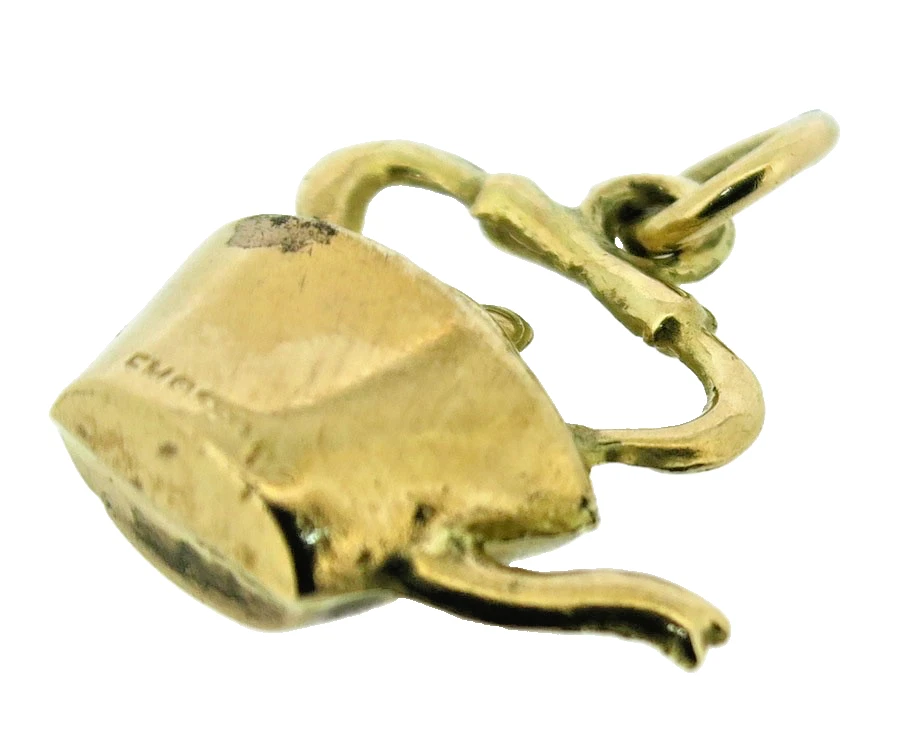 Wasserkocher Anhänger 9kt Gold Gelb Old Fashion Kochendes Wasser Design Vintage gepunzt