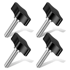 2 PCS 1/4-20 Thumb Screws Stainless Steel with Black Aluminum Knob for Woodworki