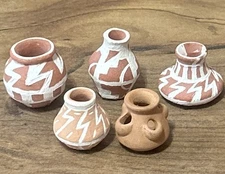 Mini Tiny Pottery 1’’ Pots Jug Dollhouse Terracotta Planter Native American Lot