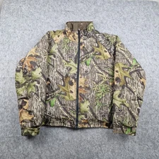Game Winner Jacket Mens Extra Large Brown Real Tree Camo Bomber Reversible Coat