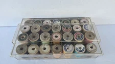 WH Collins Clear Thread Organizer 28 Wood Thread Spools Coats & Clark Belding +