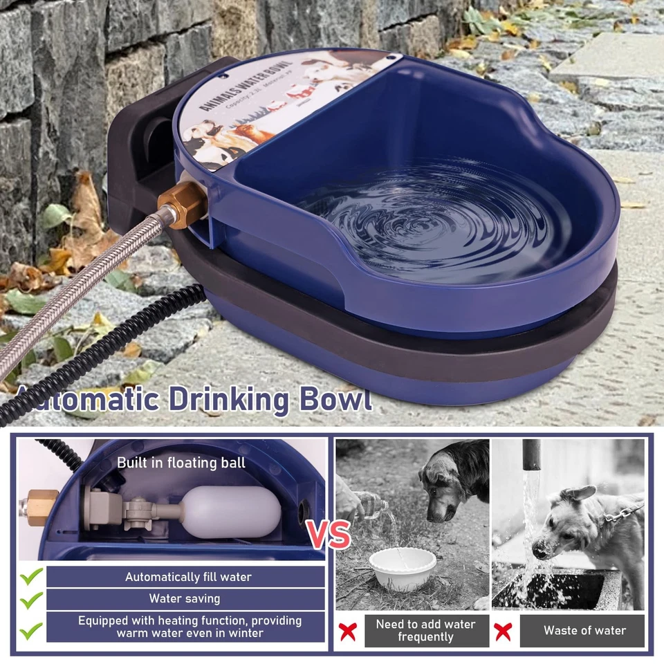 Cuenco de agua automático con calefacción para perros al aire libre raza grande relleno automático calefacción mascota gato... Foto 3 de 4