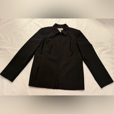 Liz Claiborne Black Zip Front Jacket Women  s Size-Classic Workwear Blazer