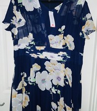 BNWT LADIES Stunning Plus Size NAVY FLORAL PRINT DRESS Floryday Size 2XL