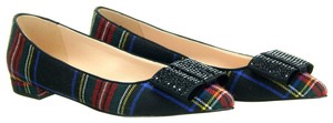 J-Crew-Women-039-s-Pointed-Toe-Ballet-Flats-Bow-Tartan-7-5-K2902-Black-Red-Plaid
