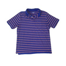 Saddlebred Comfort Flex Mens Size L Blue Orange Striped Polo Shirt Short Sleeve