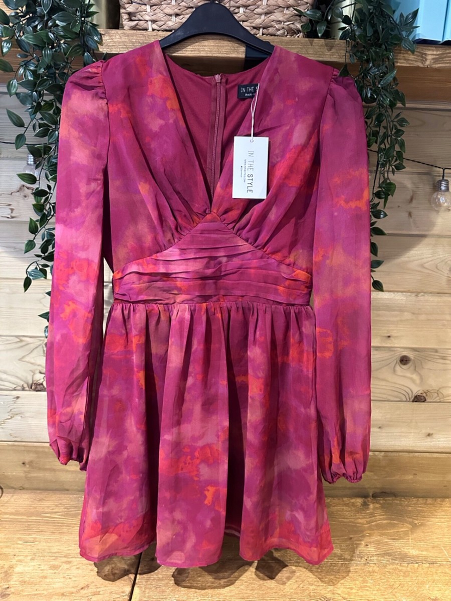In The Style Pink Marble Georgia Louise Print V Neck Mini Dress Size 10 |  eBay UK